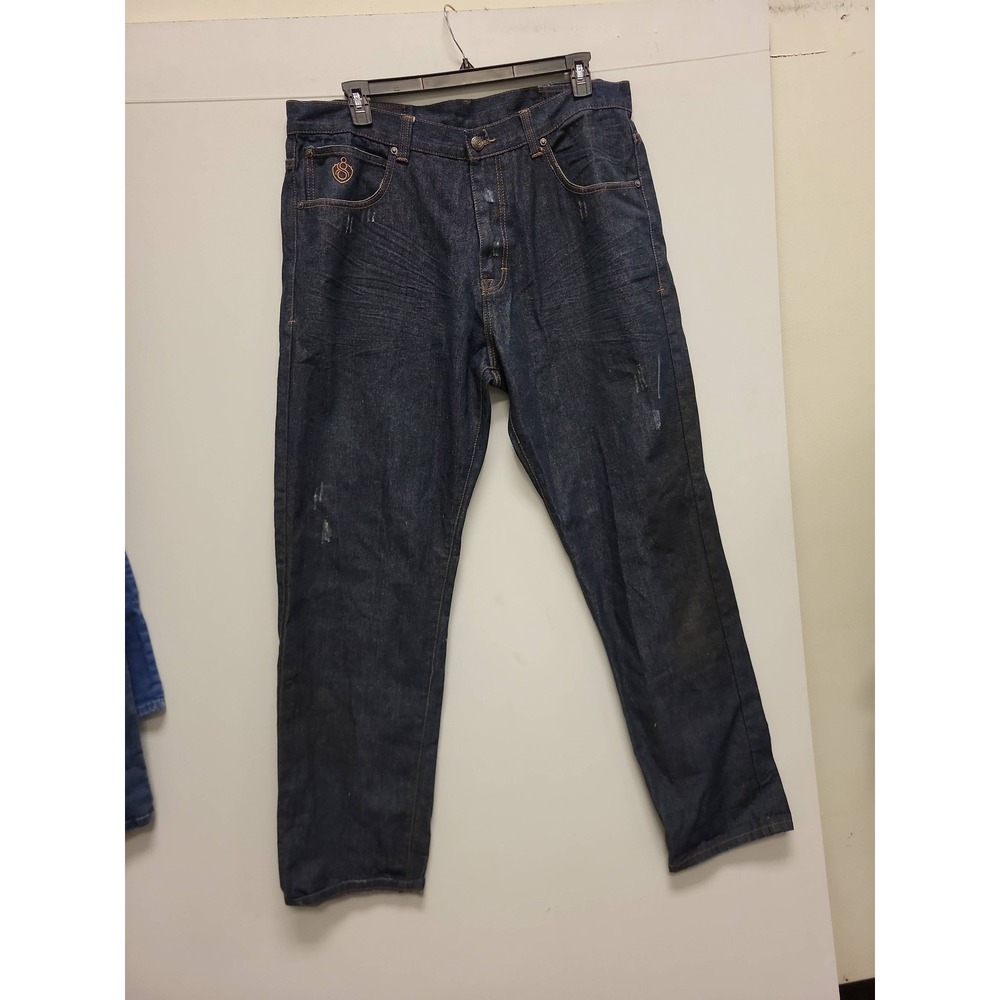 Eight 732 Jeans Mens 40x34 Blue‎ Denim Distressed Logo Jeans Pants